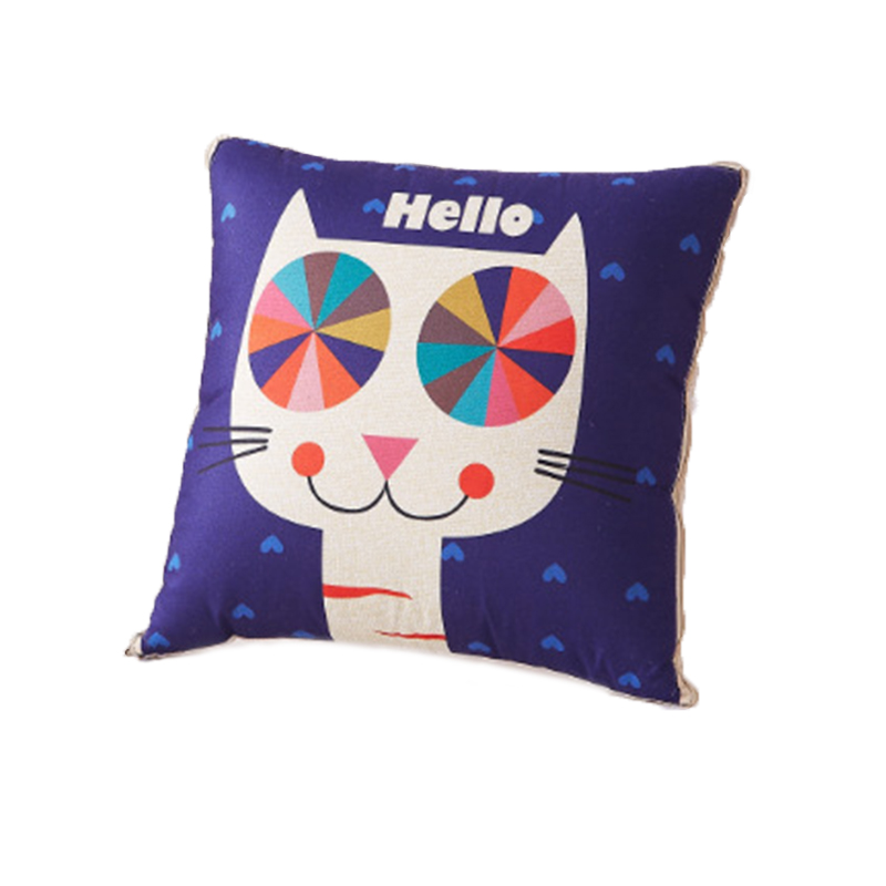 ESURF 105*150cm 卡通亚麻风格抱枕被 蓝色 计价单位:个