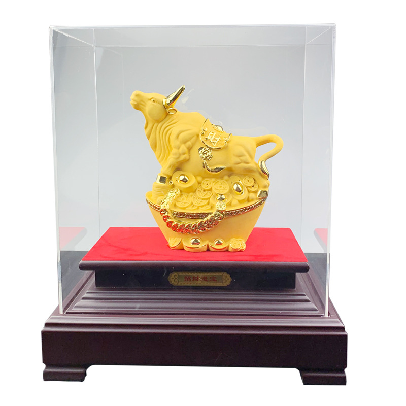 永康 270*160*290mm 绒沙金大号招财进宝牛摆件 计价单位:个