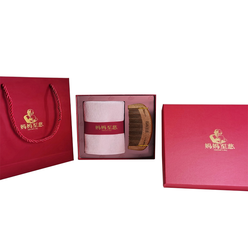 巾菇棒 30*30cm 抗螨乳胶毛巾红檀木梳套装 计价单位:套