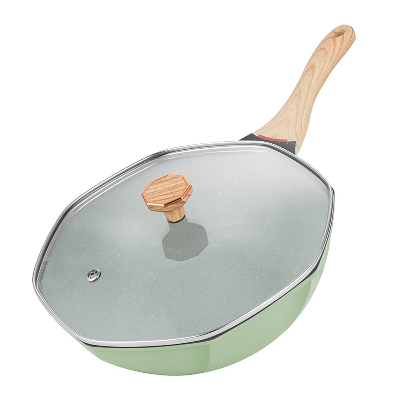 德铂 Debo DEP-825 家用平底炒菜锅 八角锅 口径30cm 绿色 计价单位:套