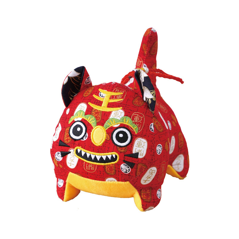 永康 32*25cm 布艺老虎公仔玩偶虎年吉祥物摆件 红色花纹 计价单位:个