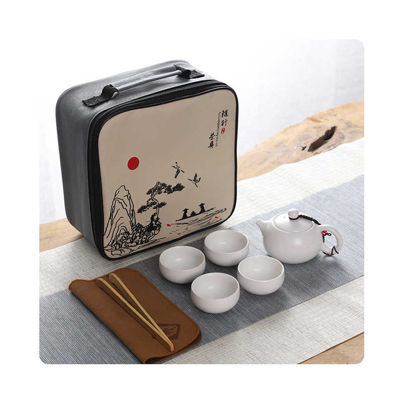 乐唯诗 NERVISHI 12.5*7.8cm 定窑旅行茶具套装一壶四杯 计价单位:套