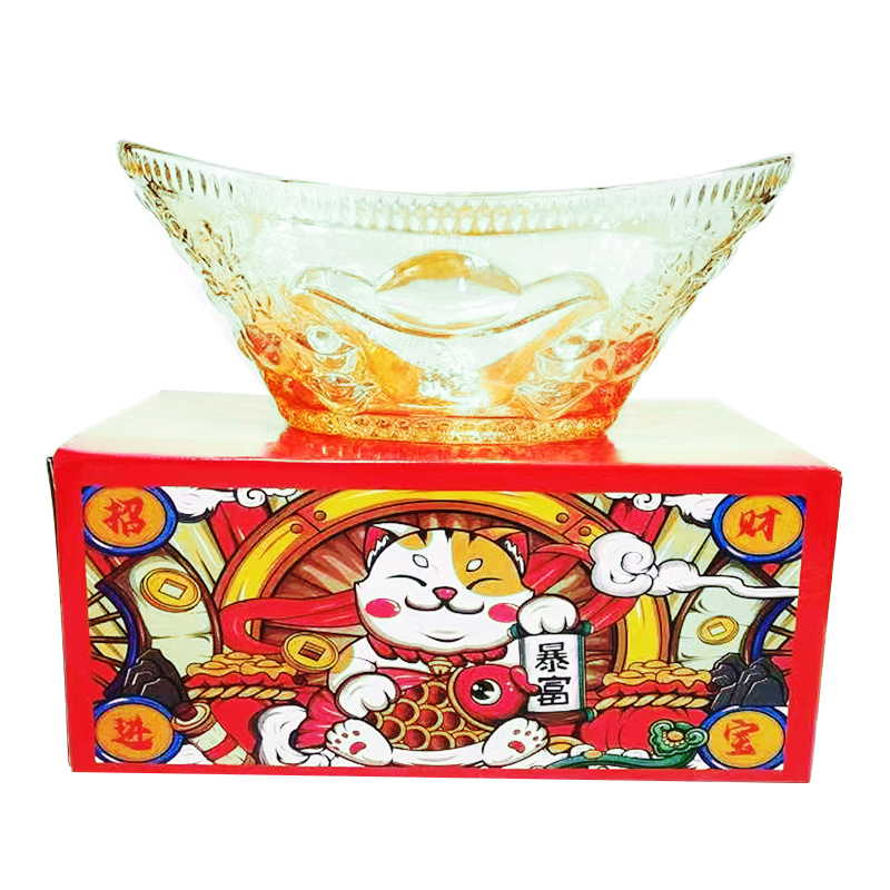 爱之旅 27*15.5*11cm 元宝水晶玻璃果斗 计价单位:套