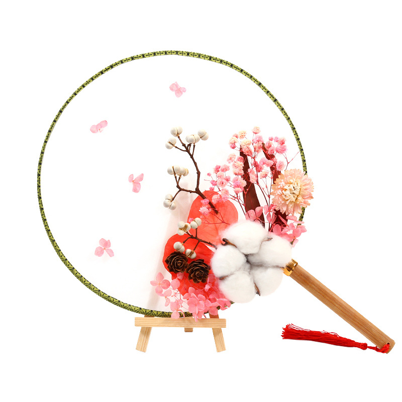 胜宴 24cm 中国风永生花团扇 计价单位:套