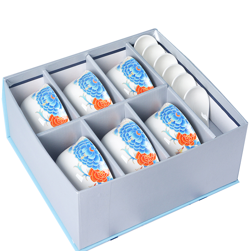 瑾明礼 6碗6勺 繁花似锦陶瓷碗勺 计价单位:套