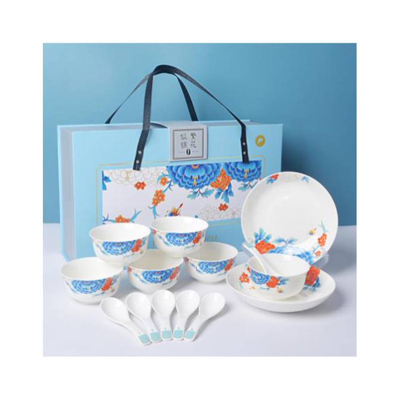 瑾明礼 JB230615 繁花似锦牡丹碗 6碗6勺2盘 计价单位:套