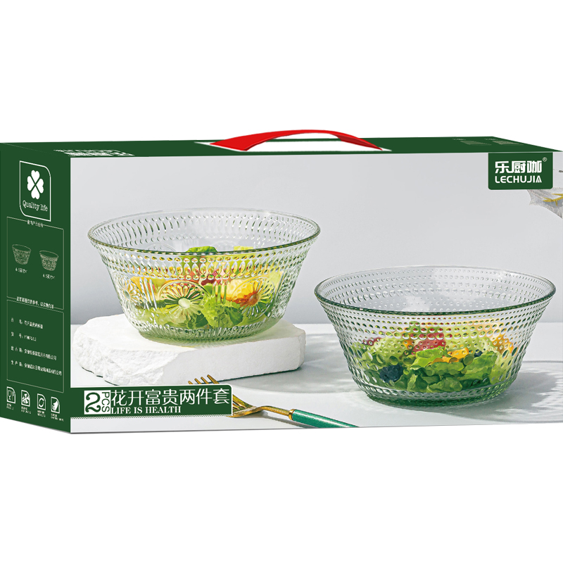 乐厨咖 LECHUJIA YTHKFG/L2 花开富贵玻璃碗两件套 计价单位:套