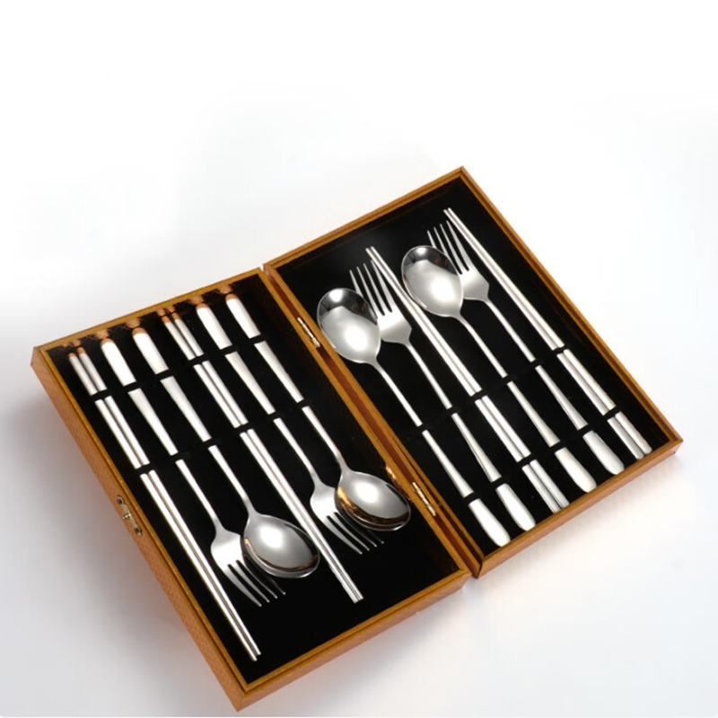 乐唯诗 304不锈钢叉勺筷三全套银色12件套