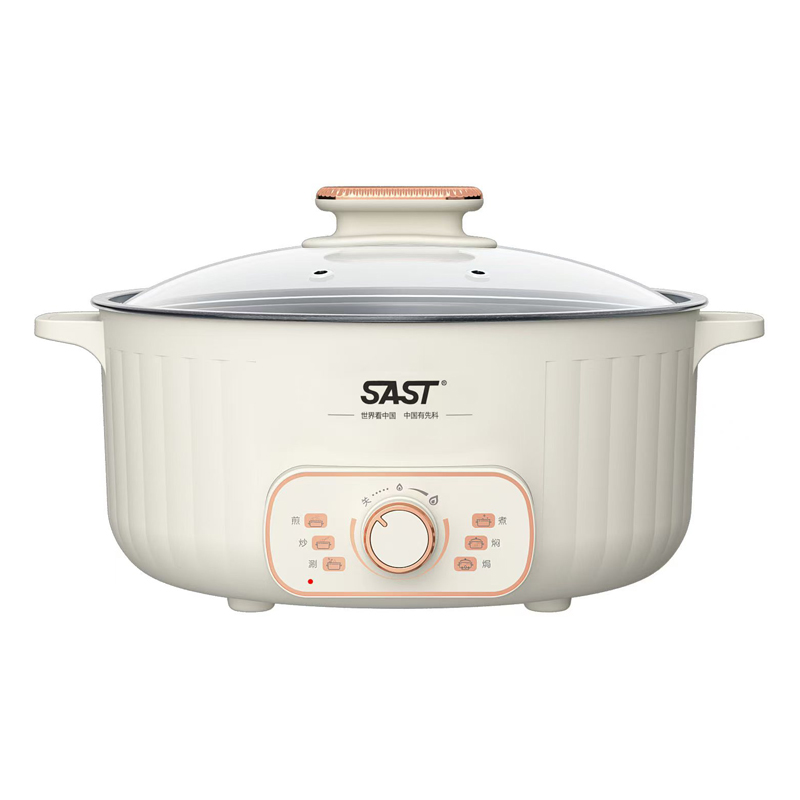 先科SAST SM-8766 电煮锅多功能煎炒炸蒸煮一体锅 6L