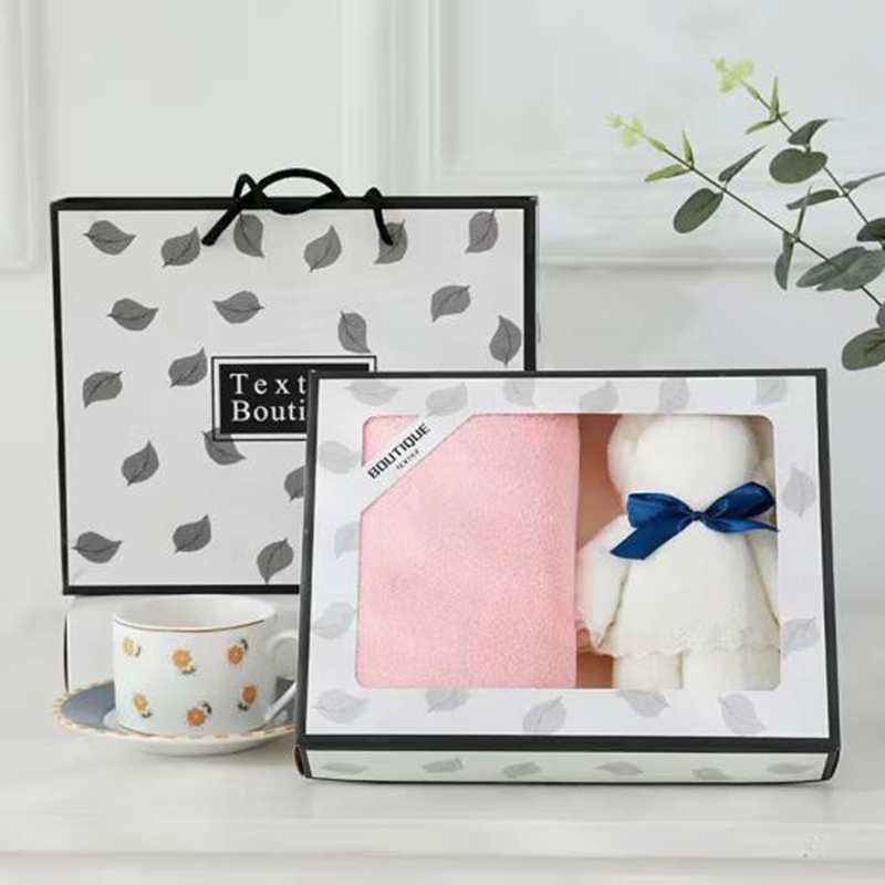 洁丽雅暖绒切边小熊情侣中巾双巾 35*75cm