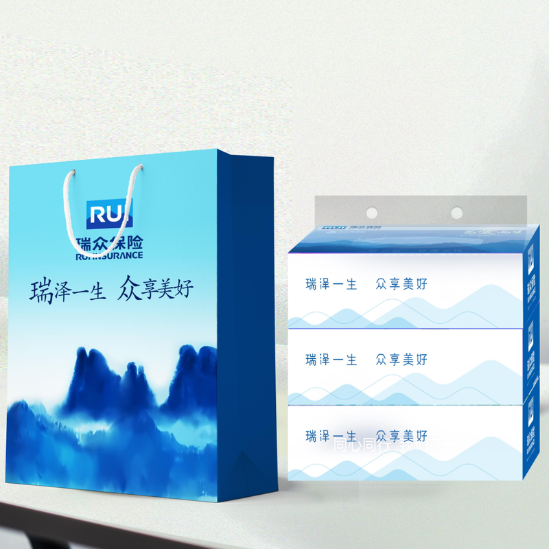 酷帕 三盒塑封抽纸 手提袋100抽3层 原木纯享纸为健康专版抽纸