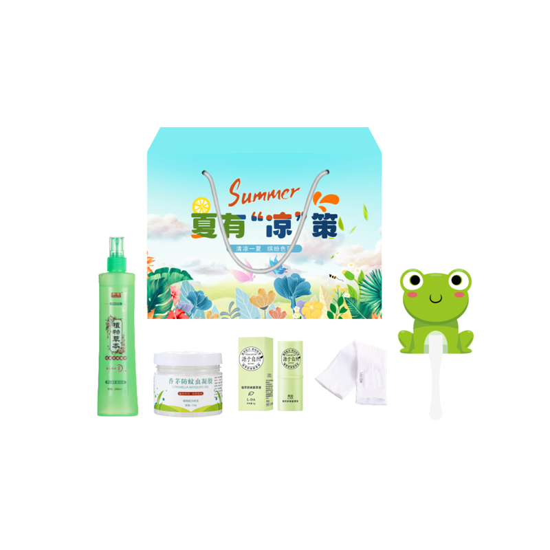 荆虎 20*28*6cm 清凉驱蚊套装 含 花露水 防蚊虫凝胶 紫草膏 冰袖 扇子 计价单位:套