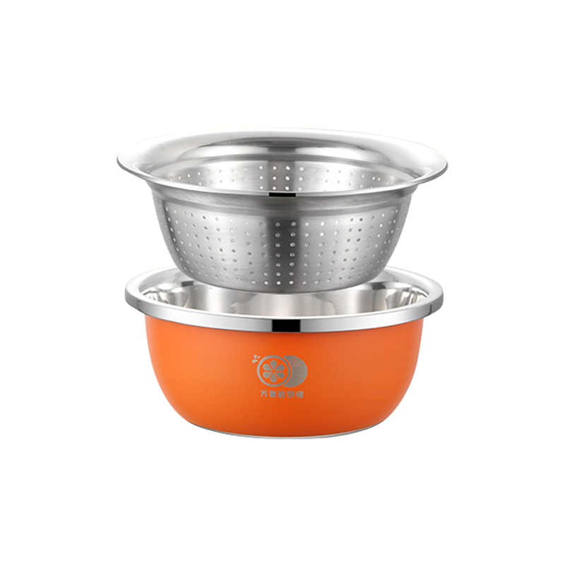 思钢 SG-WS026-1 万事皆可橙 沥水料理盆两件套 26cm 计价单位:套