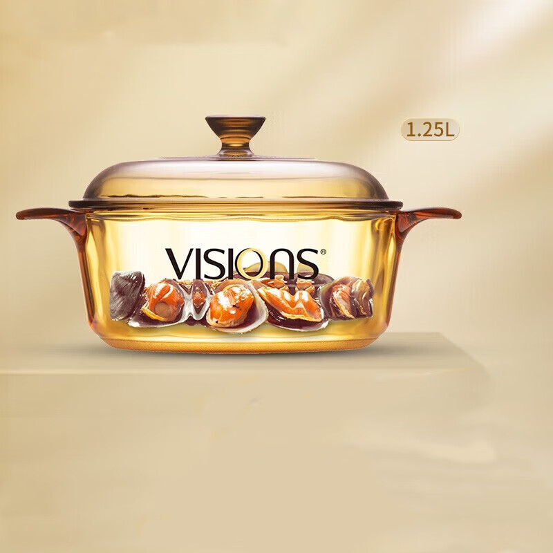 康宁晶彩玻璃锅 奶锅炖锅汤锅 煲汤炖肉熬粥蒸饭 晶彩锅17.5cm 1.25L