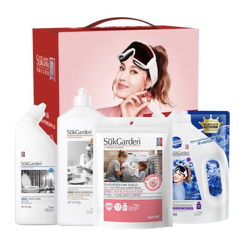 蔬果园 大师调香品牌礼盒4件套 洗衣凝珠+洗衣液+餐具净+洁厕剂