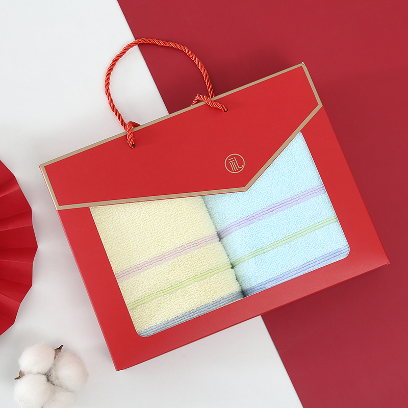 慕凡朵（AMOROUD）毛巾礼盒套装 伴手礼吸水性强不掉毛 粉黄 2条