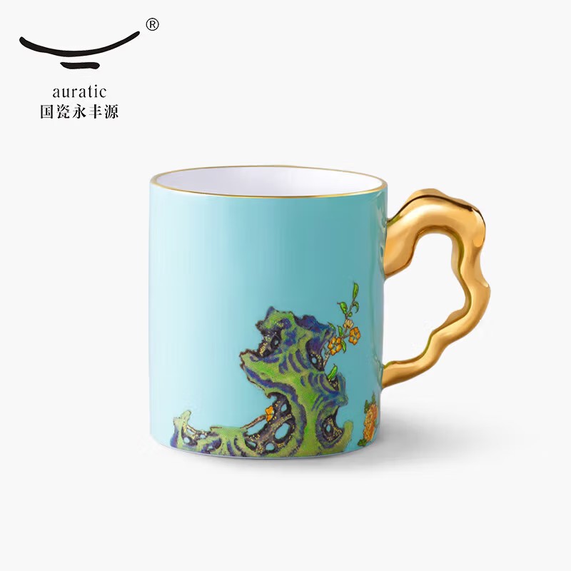 永丰源（auratic）夫人瓷 西湖蓝 仁心单杯340ml 陶瓷水杯茶杯马克杯 中国风