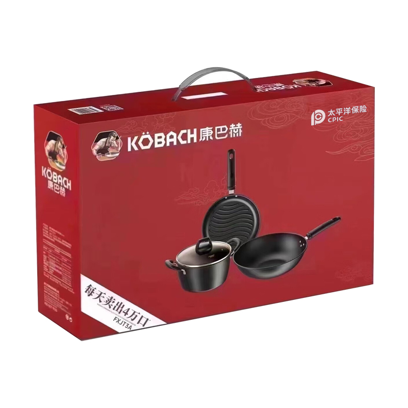 【太保形象品】康巴赫双倍防锈精铁三件套炒锅FXJT3A