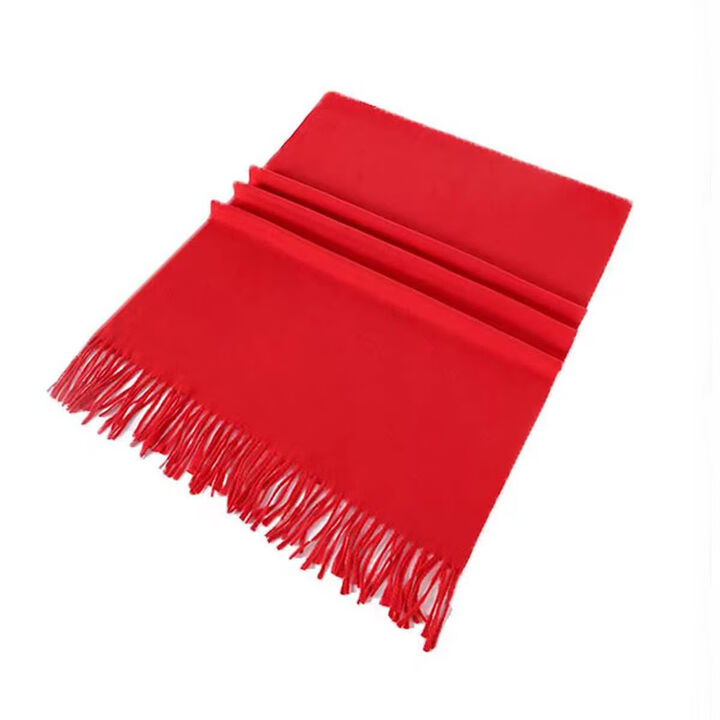 鑫彩之云（Xincaizhiyun）提花短须新年围巾 冬季户外保暖中国红围巾