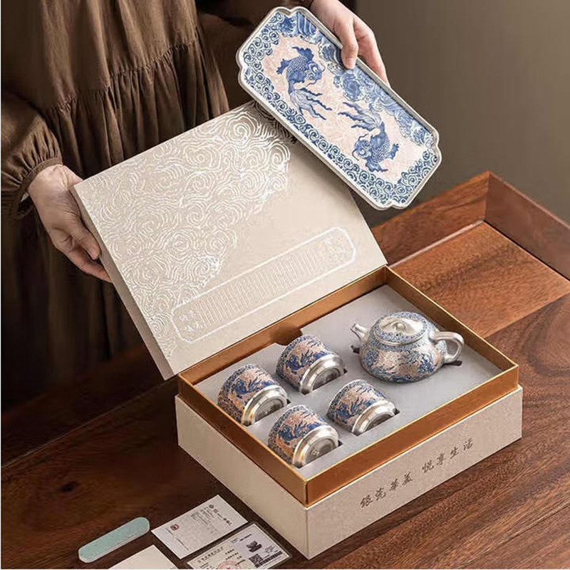 瑾明礼如鱼得水陶瓷茶具套装 6头 1壶4杯1茶盘