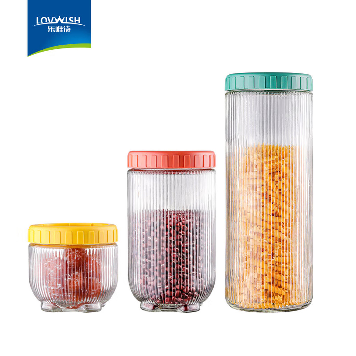 乐唯诗（LOVWISH）猫爪玻璃储物罐 创意厨房收纳罐 猫爪3件套 小号*1+中号*1+大号*1