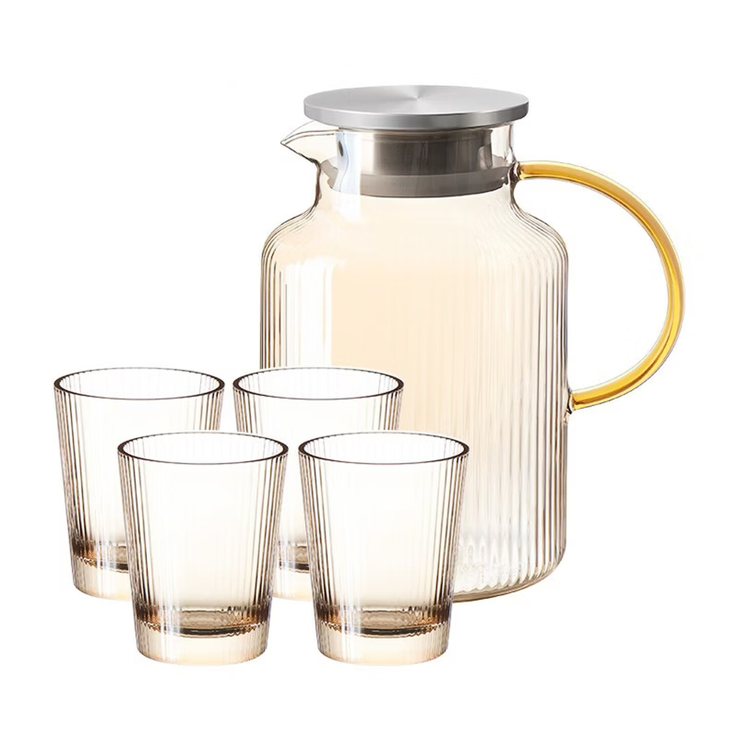 爱之旅（aizlv）高硼水具五件套 家用厨房储物果汁瓶冷泡壶杯组合 可电加热多功能煮茶壶