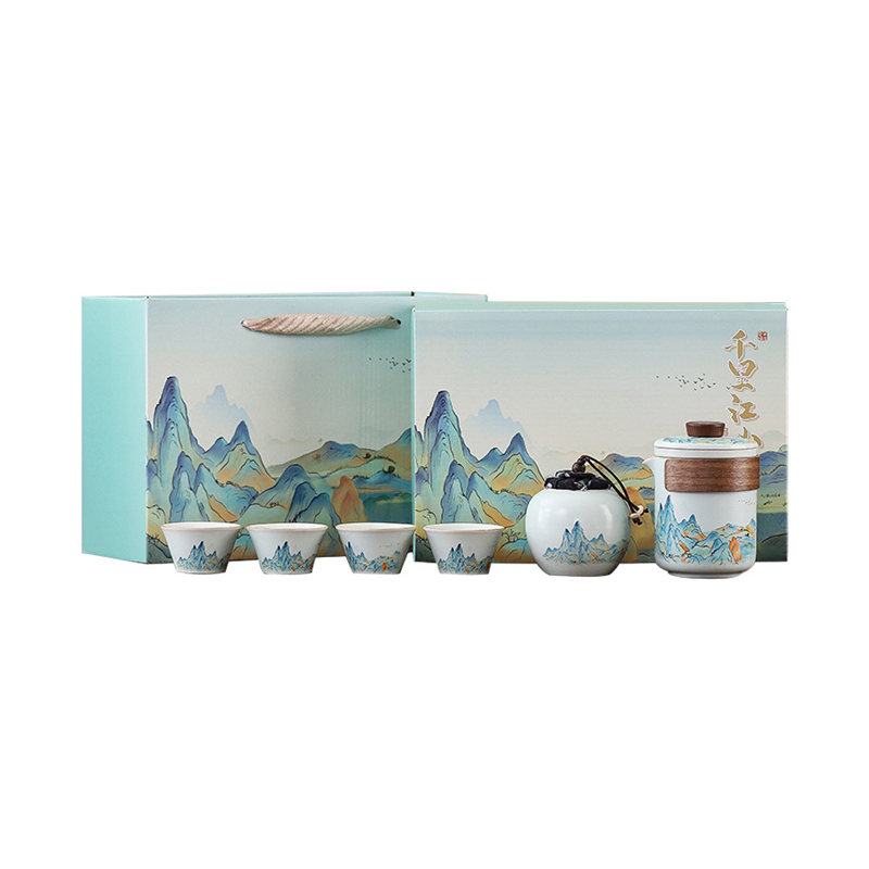 瓷语花香 国潮千里江山 汝窑功夫茶具套装 计价单位:套