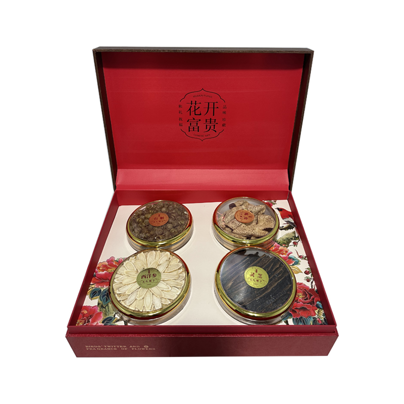 宝堂马氏铺子 花开富贵四拼礼盒 陈皮30克西洋参片30克铁皮石斛50克灵芝条50克